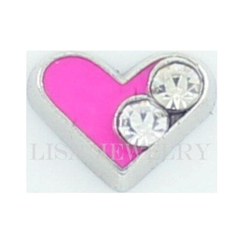 Hot selling rose red heart crystal floating charms living glass floating memory locket charms 10pcs/lot