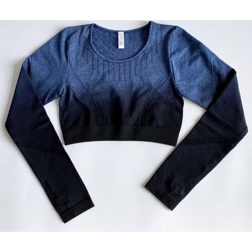 Gradient Sexy Tops for Women Yoga Shirt Sports Shirt Gym Wear Sport Top Fitness Yoga Top Workout Tops Crop Gym Top Women Female