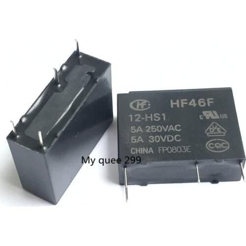 HF Relay 5A 4Pin HF46F-12-HS1 Power Relay A Normally Open 5 12 24 VDC 5A 250VAC New Original 10pcs/lot