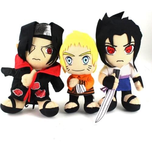 28-32cm Anime Naruto Stuffed Plush Toys Cartoon Uzumaki Naruto Uchiha Sasuke Itachi Funny Figurine Soft Doll Kids Gifts Toys