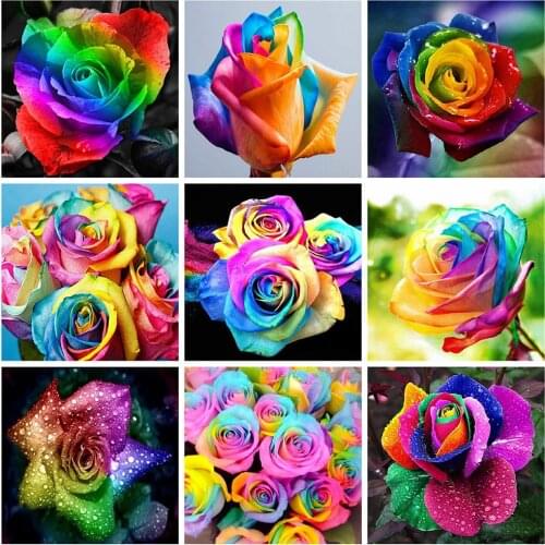 HUACAN Full Square/Round 5d Diamond Painting Rose Moasic Pictures DIY Diamond Embroidery Flower Colorful Home Decor Handicraft