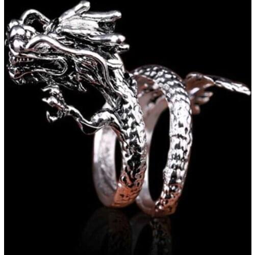 Hot sell new - free shipping Beautiful Tibet Silver very nice Panlong dragon luck Thumb Ring