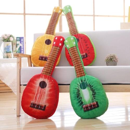 Korea Simulation Guitar Fruit Pillow baby Fruit educationLong Pillow Cute Watermelon Plush Toy Sleeping Pillow Girl Gift