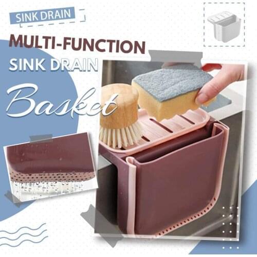 Fruit Vegetable Drainer Basket Waste Storage Basket Sponge Storage Rack Soup Juice Separator Multi-function Sink Drain Basket