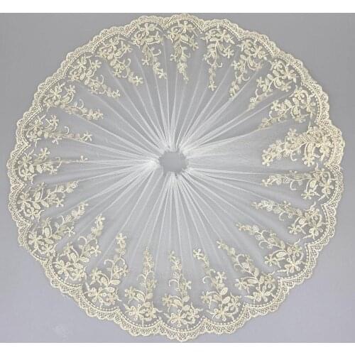 1Yards Latest Laces Wedding Lace Fabric Gold Lace Bridal Dress 19cm Mesh Lace Fabric Ribbon Sewing Embroidery Trim encajes QA5