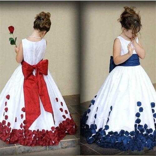 Princess Lace Dress Kids Flower Embroidery Dress For Girls Vintage Children Dresses For Wedding Party Formal Ball