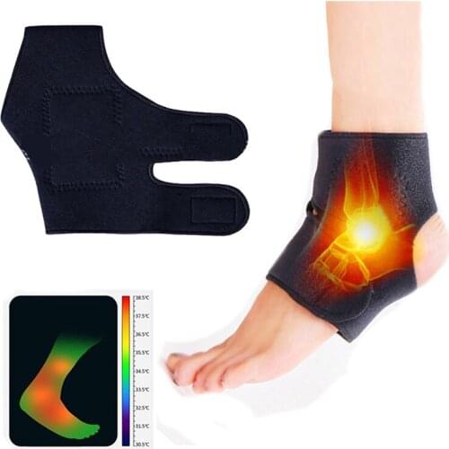 1 Pair Magnetic Therapy Thermal Self-Heating Ankle Support Brace Protector Pad Belt Therapy Foot Ankle Massage Belt Pad Sports