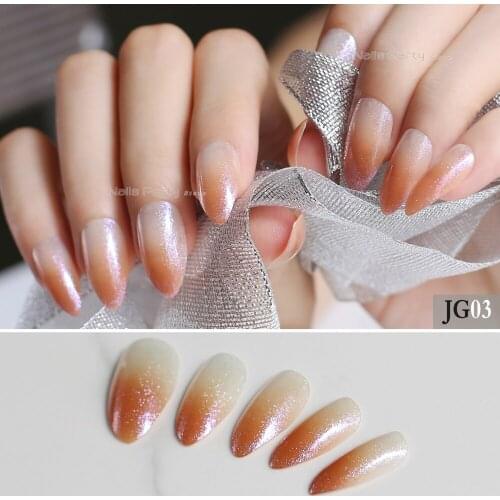 Fake nails brown Translucent nature False nails Full Nail blue rose All glitter gradient pink white 24pcs red nails Almond oval