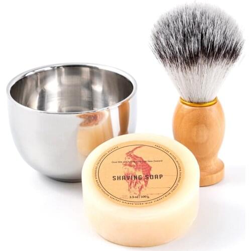 Anbbas Mens Shaving Set Synthetic Badger Hair Brush + Mini Mug Bowl Cup + Shaving Soap Gift