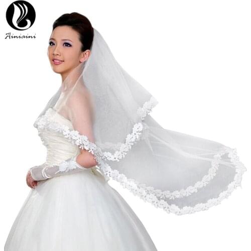1.5 Meter One-Layer Wedding Veil Of White Lace Cathedral Wedding Veils Beautiful Wedding Accessories Veu De Noiva Longo BV288