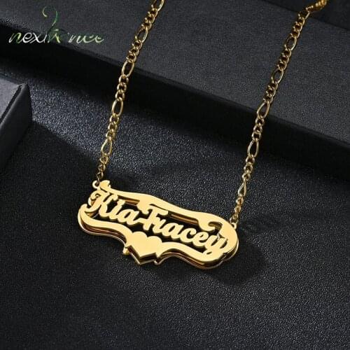 Nextvance Custom Nameplate Necklace Stainless Steel Hip Hop Letter Double Name Gold Pendants Unisex Anniversary Jewelry Gift