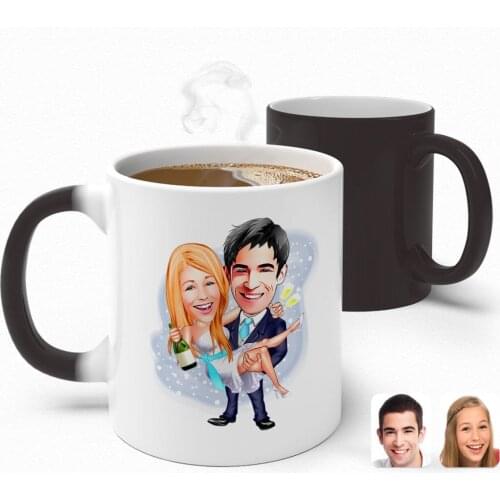 Personalized Valentine 'S Day Themed Maried Caricature Of Magic Mug Bardak-4