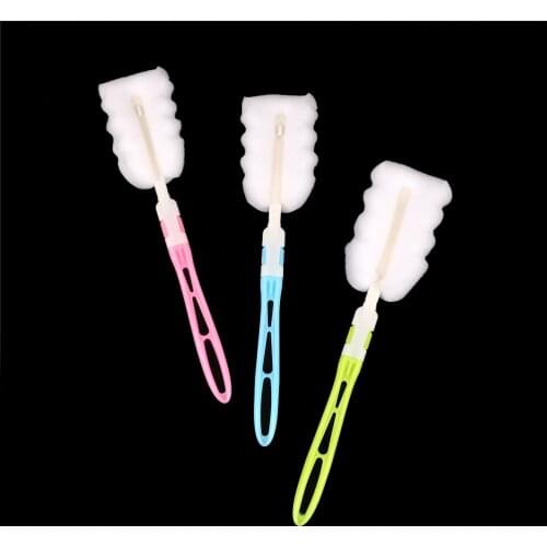 25cm Plastic Handle Baby Bottle Cleaning Tool Cup Cleaner With Strong Decontamination Removable Sponge Cup Brush