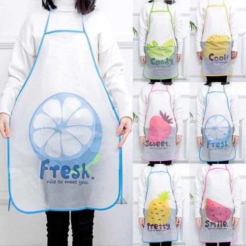 Semi Transparent Waterproof Anti-oil Apron Cartoon Fruit Printing Brief Adult Apron Kitchen Baking Cooking Accessories Bib Apron