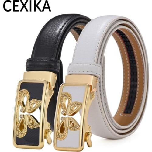 Butterfly Automatic Buckle Belt for Women Genuine Leather Belts for Jeans High Quality Luxury Brand Luxury Jeans Waist Belt 2021