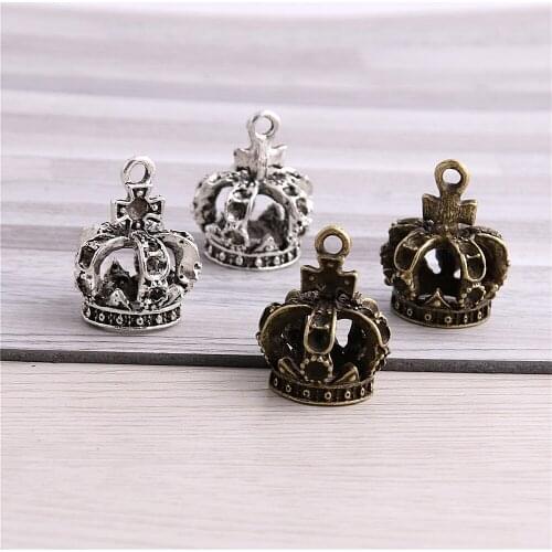 SWEET BELL (15 pieces/lot) 19*24mm two color Alloy 3D Crown Charms Jewelry Pendant Charms D6391