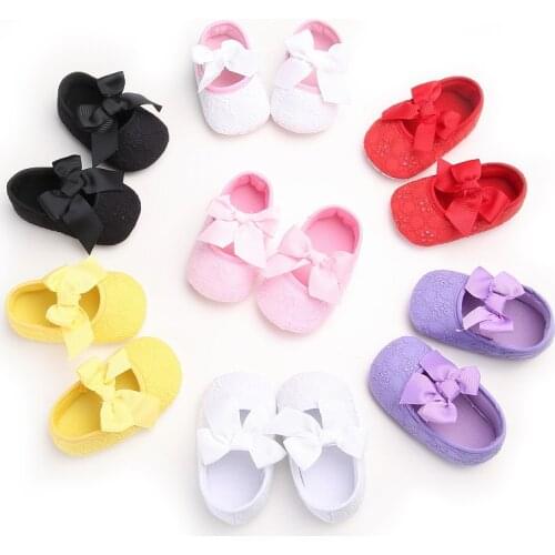 Spring And Autumn Soft Soled Flat Shoes Cute Bow Solid Color Bright Face 0-18 Months Baby Dress Princess Shoes Walking Shoes