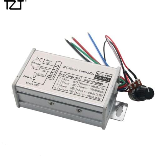 TZT 12V 24V Max 20A PWM DC Motor Stepless Variable Speed Control Controller Switch