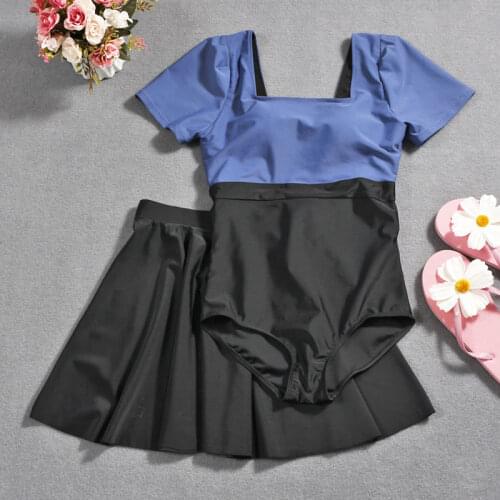 2020 Women One Piece Swimwear Bathing Suit Swimming Beachwear with Skirt Summer Sexy Swimsuit High Waist Swim Beach Dress Suits