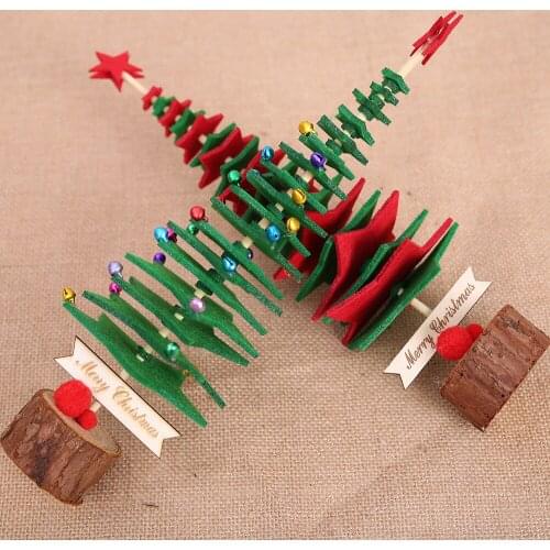1PCS DIY non-woven Christmas Tree 2Colors Small Pine Tree Mini Trees Placed In The Desktop Home Decor Christmas Decoration Kids
