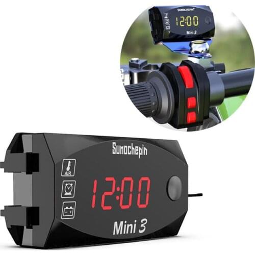 12V 3 in 1 Digital LED Display Meters Voltmeter Clock Thermometer Indicator Gauge Panel Meter for Car Motorcycle