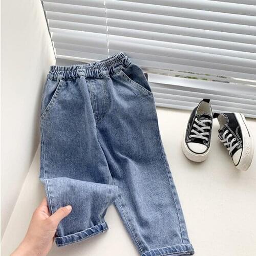 2021 new style girls boys denim long pants autumn fashion kids flare pants