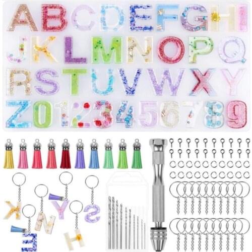 Alphabet Resin Molds Kit Backward Letter Number Silicone Casting Molds Resin Epoxy Molds For Keychain Making Pendant Jewelry DIY