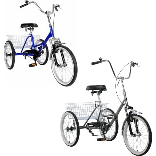 Areyourshop Adult Folding Tricycle Bike 3 Wheeler Bicycle Portable Tricycle 20" Wheels
