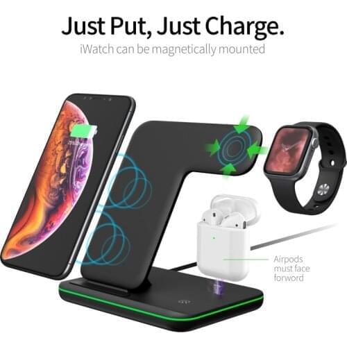 3 in 1 Qi Wireless Charger Stand 15W Fast Charging For iPhone 12 iWatch Airpods Pro Wirless Charge Stand L16