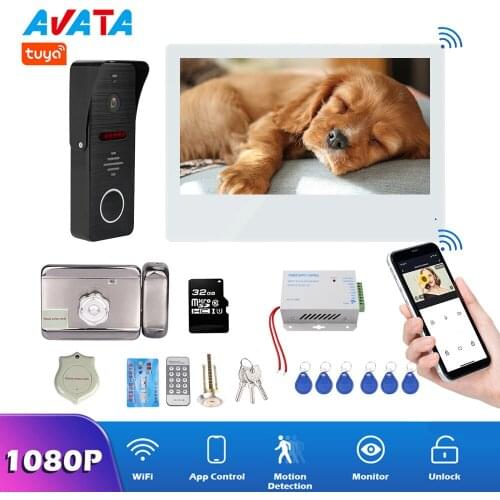 10 Inch TUYA 1080P Intercom Wireless Video Door Phone Wifi Video Doorbell Intercom System with Doorbell Camera with Lock Set