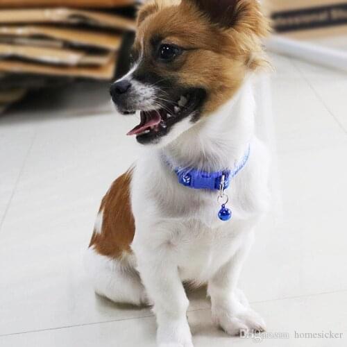 Safety Nylon Dog Puppy Cat Collar Breakaway Adjustable Cats Collars with Bell and Bling Paw Charm width 1.0cm