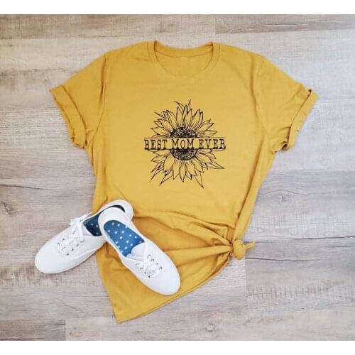 Mothers Day Shirt best mom ever graphic sunflowers party hipster young hipster pure cotton casual t shirt aesthetic tees tops