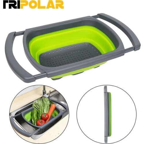 Two Forms a Set Collapsible Kitchen Colander Fruit Vegetable Strainer Drainer Washing Basket Plastic Drain Vegatable Basket