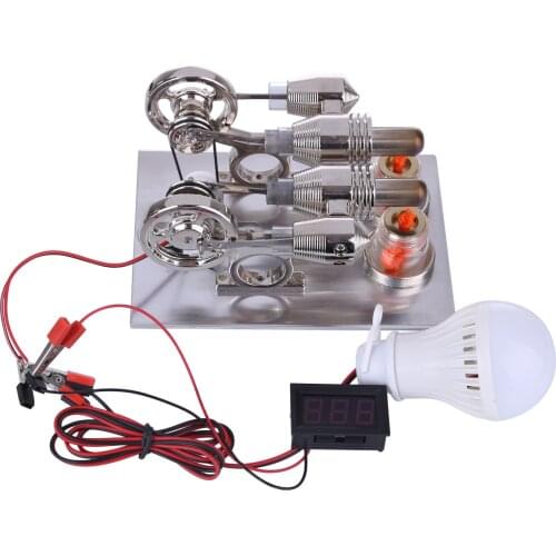 Stirling Engine Model Stirling Physical Experiment Generator Toy with Voltage Digital Display Meter Bulb