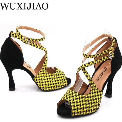 WUXIJIAO Jazz shoes Latin dance shoes female Latin Salsa girl casual shoes silver bronze skin shoes
