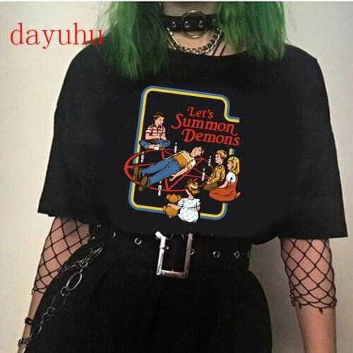 Satan T Shirt women Satanism Evil Demon Grim Death Tshirt female Scary funny Reaper T-shirt harajuku horror y2k aesthetic 90s