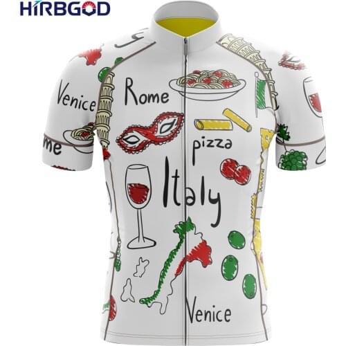 HIRBGOD MenBike Shirt Summer Short Sleeve Outdoor Riding Sportswear for Italian Food Pattern Male Cycling Jersey,TYZ684-01