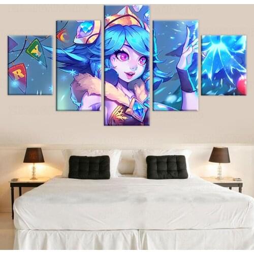 Canvas Hang Painting 5 Piece Winter Wonder Neeko Picture Printed Modular League Of Legends Poster Decor Kids Room Wall Artworks