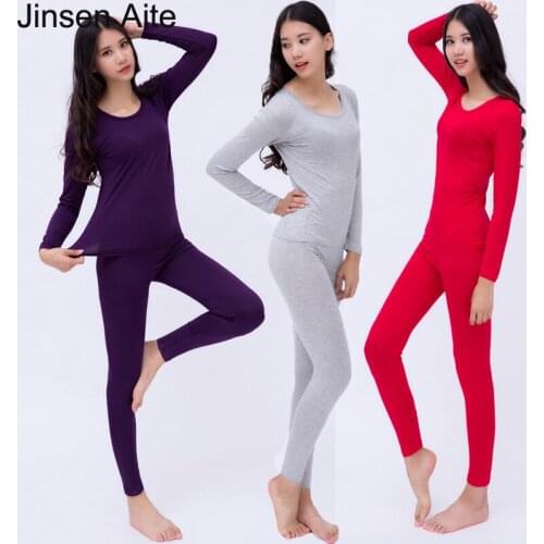 Jinsen Aite Plus Size 6XL Women Long Johns Top Pant Slim Modal Comfortable Body Suit Winter Thermal Underwear Large Size JS241