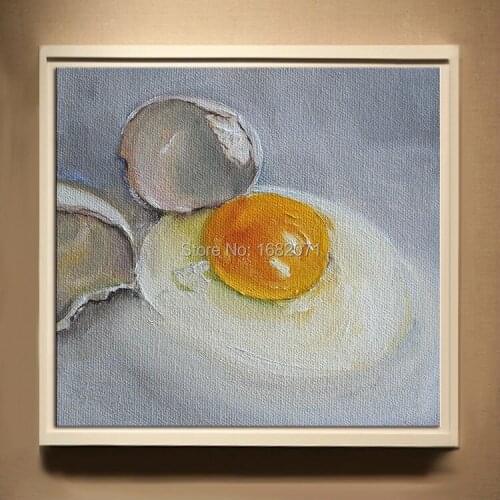 Professional Artist Hand-painted Egg Oil Painting On Canvas Handmade Egg Oil Painting For Kitchen Decoration