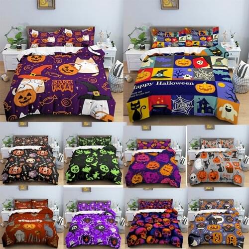 Ghost Halloween Bedding Set Duvet Cover Bedclothes Comforter Cover Queen King Pumpkin Pattern Bedding Home
