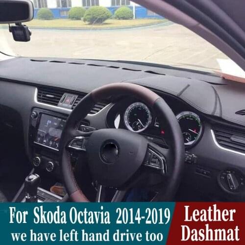 For skoda Octavia Tour G3 2014 2015 2016 2017 2019 Leather Dashmat Dashboard Cover Pad Dash Mat Carpet Car-Styling accessories