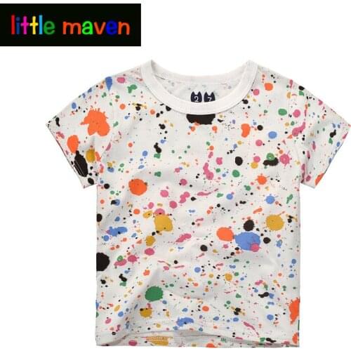 Summer White Shirts for Boys Colorful Graffiti Print 27 Kids Brand Baby Kids Clothes Children Infantil Clothing in 2-10 Years