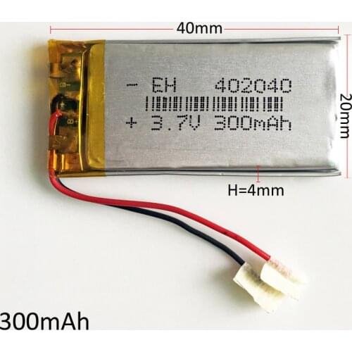 3.7V 300mAh 402040 Lithium Polymer LiPo li ion Rechargeable Battery cells power For Mp3 GPS PSP mobile bluetooth smart watch