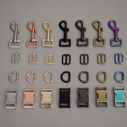 50 suit 20mm Metal release buckles 8 button sliders for cat dog collar adjustable buckles Webbing Diy Backp sewing accessories