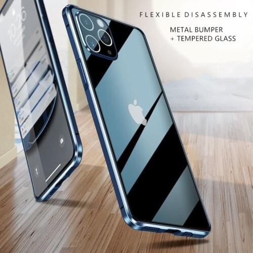 Metal Bumper Phone Case For iphone 11 11 Pro Max Case Armor shockproof Aluminum Cover For iphone 11 Tempered Glass Coques Fundas