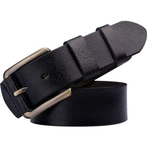 Men Belts Cow Genuine Leather Pin Buckle Metal Black Belt High Quality Luxury split Leather Designer Male Strap Drop Shippping