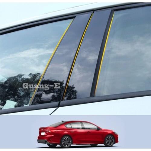 For Ford Focus Sedan 2019-2022 Car PC Material Pillar Post Cover Door Trim Window Piano Black Molding Sticker Plate