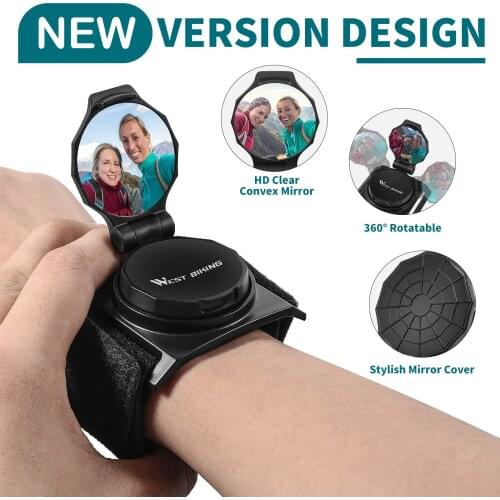 WEST BIKING Bike Mirror Wrist Wear Armband Rear View Mirror MTB Mountain Road Bicycle Adjustable Rotatable Cycling Accessories