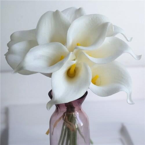 Real Touch Calla Lilies Ivory White Callas for Silk Wedding Bridal Bouquets Bridesmaids Bouquets Table Centerpieces